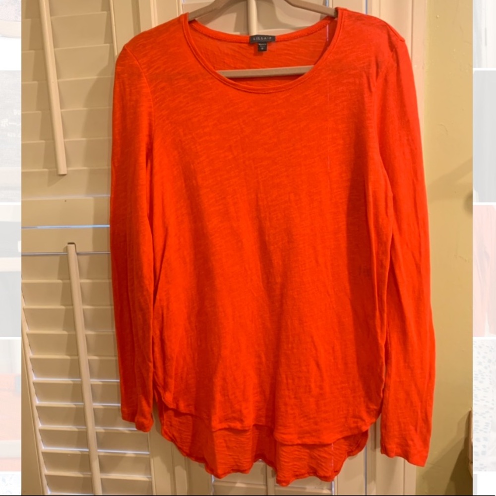 Lilla P Anthropologie Red Long Sleeve Top
